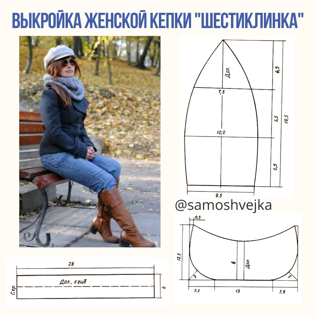 выкройка кепки шестиклинки