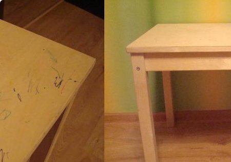 Декупаж простого деревянного детского столика